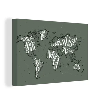 Produktbild von OneMillionCanvasses® - Leinwandbilder - 150x100 cm, Weltkarte - Grau - Weiß, Wandbilder Kunstdruck Wanddekoration