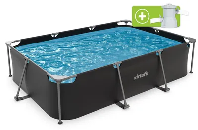 Produktbild von VirtuFit Rechteckpool 300 x 210 x 66 cm Anthrazit inkl. Filterpumpe