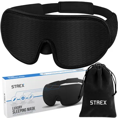 Productafbeelding van Strex Luxe Slaapmasker - 3D Ergonomisch - 100% Verduisterend - Traagschuim - Slaap Masker - Oog Masker