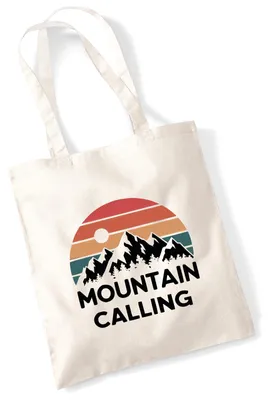 Produktbild von Huuraa Jutebeutel Mountain Calling Berge 10 Liter Natural Baumwolle Tasche Geschenkidee