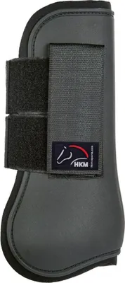 Produktbild von HKM Gamaschen Premium vorne schwarz mit Klett, Größe:Pony