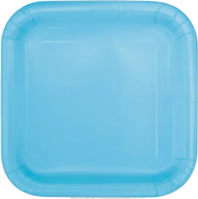 Produktbild von 16 kleine eckige Teller hellblau