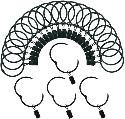 Image de Crochets décoratifs en métal - 24 pièces - Noir vintage - Diamètre intérieur : 3,8 cm