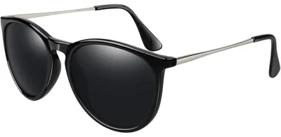 Image de Lunettes de soleil pour femmes, style rétro, rondes, polarisées, protection UV400, noires et grises