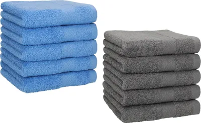 Produktbild von Betz 10 Stück Seiftücher 30x30 cm PREMIUM 100% Baumwolle  Farbe: hellblau und anthrazit