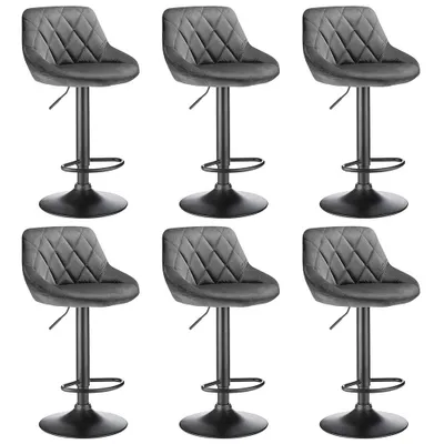 Produktbild von 4er Set Barhocker aus Samt Bistrohocker drehbar höhenverstellbar Barstuhl dunkelgrau
