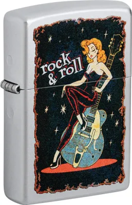 Produktbild von Zippo Feuerzeug Cool Chick Rock & Roll 60006971 Satin Chrome Sturmfeuerzeug Benzin