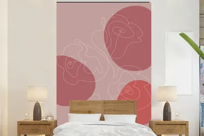 Produktbild von MuchoWow® Fototapete für Wohnzimmer oder Schlafzimmer Wandtapete Vinyl Motivtapete Rosen - Rot - Blumen - Abstrakt - 225x350 cm - Schlafzimmer tapete