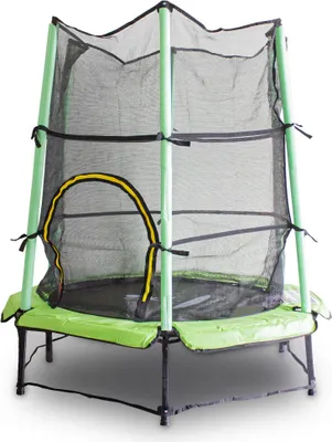 Produktbild von Trampolin-King 140cm Kindertrampolin für Indoor/Outdoor mit Sicherheitsnetz, Randabdeckung, Hellgrün MS-17513