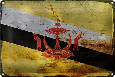 Produktbild von Blechschild Flagge Bruneis 30x20cm Flag of Brunei Rost