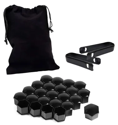 Produktbild von Radmutternkappe Radschraubenkappe Radmutterabdeckung - 17 mm - Kunststoff - Schwarz - 24 Stück