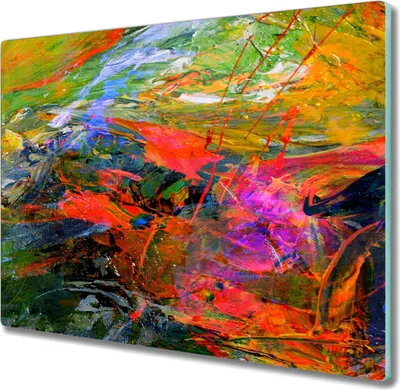 Produktbild von Coloray Kochplattenabdeckung Herdabdeckplatte 60x52 cm Hackbrett Schneidebrett Küchenbrett - Ölgemälde Mix Farben