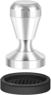 Espresso-Tamper 51 mm aus Edelstahl mit Silikonmatte