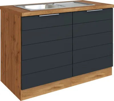 Produktbild von Held Möbel Spülenschrank inkl Spüle Florenz BxTxH 120 x 60 x 82 cm grau matt zerlegt Anschlag reversibel 667.6293