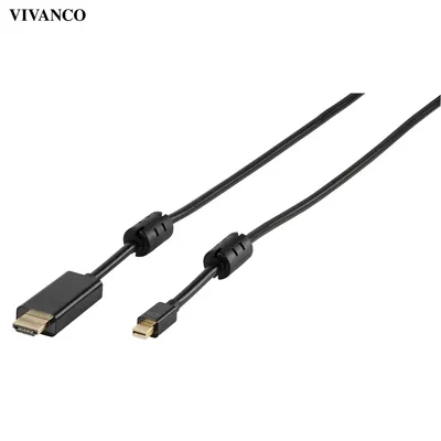 Produktbild von ViVanco™Mini DisplayPort - HDMI, 1,8 m, Mini DisplayPort, HDMI, Männlich, Männlich, Gold