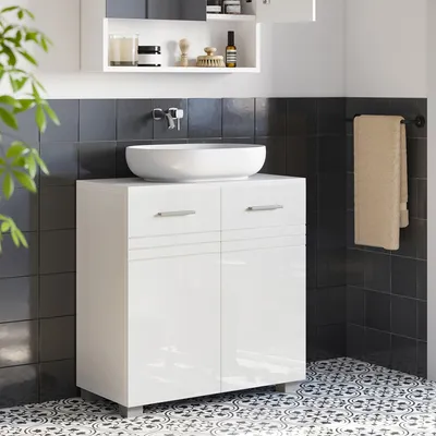 Produktbild von VASAGLE Waschbeckenunterschrank, Badezimmerschrank mit Doppeltür, Badschrank, verstellbare Ablage, fürs Badezimmer, 60 x 30 x 63 cm