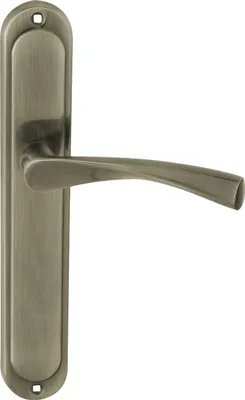 Produktbild von DOMINO Türgriff Blind Drückergarnitur | Langschildgarnitur | Türklinke für Zimmertür, Bürotür, Kellertür & Innentür | L-Form | Türbeschläge aus Aluminium |Bronze Türdrückergarnitur |ROMANA M3