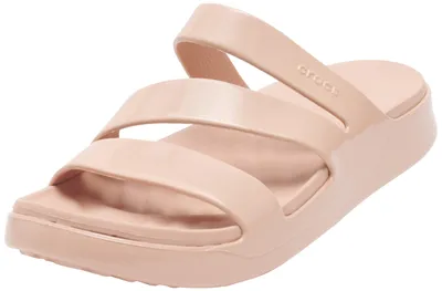 Zdjęcie produktu dla Klapki basenowe Crocs Getaway z paskami, lakierowane, kolor różowy karmelowy, rozmiar 34/35 EU