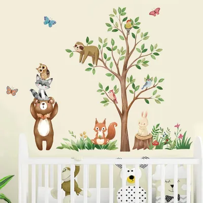 Imagen del producto de Solidchoice - Vinilos decorativos para paredes con motivos de animales del bosque, ideales para habitaciones infantiles
