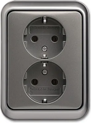 Produktbild von Busch-Jaeger SCHUKO-Doppelsteckdose Busch-Jaeger 20-02 EUJ-20 Platin, 1 Stk.