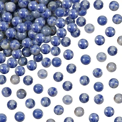 Productafbeelding van Edelsteenparels - Rond - Voor knutselen en sieraden maken - Blauw - 6 mm - 100 stuks