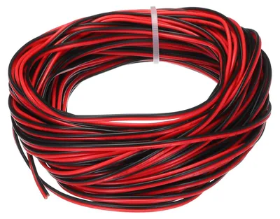 Zdjęcie produktu dla Kabel PVC, dwużyłowy, o przekroju 28 AWG, długość 15 metrów, kolor: czerwony i czarny