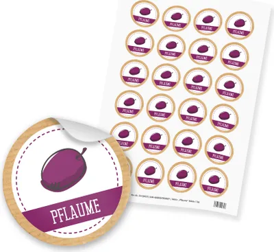 Produktbild von itenga 24x Sticker "Pflaume" (Motiv 176)