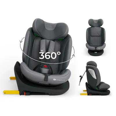 Image de Siège auto Kinderkraft I-GROW 2 PLUS pour enfants de 0 à 36 kg, I-SIZE 40-150 cm, pivotant à 360°, avec fixation Isofix, installation face à la route et dos à la route, gris