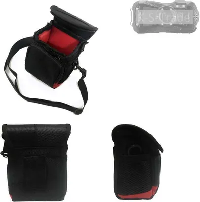 Produktbild von K-S-Trade Kameratasche Fototasche Umhängetasche Schultertasche Zubehör Tasche Schutz Hülle kompatibel mit Ricoh WG-80 mit Zusatzfach und teilbaren