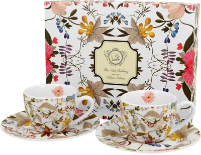 Produktbild von DUO ART GALLERY 2er-Set Espressotassen 90 ml WHITE mit Untertassen, New Bone China Porzellan