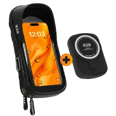 Produktbild von R2B Robuste Fahrrad Handyhalterung Wasserdicht mit Powerbank Geeignet für Magnetisches Laden Smartphone Halterung für Fahrrad mit 2 bis 4 Ladezyklen