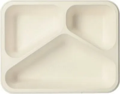 Produktbild von Papstar Siegelschalen aus Zuckerrohr, 3-geteilt 4,5 x 17,5 x 22,5 cm weiß, 4 x 125 Stück