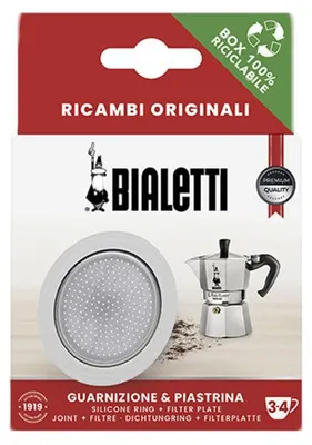 Produktbild von Bialetti 0800039 Ersatzteilset 1 Dichtung Silikon + 1 Filter 2/3/4 Tassen, silber, 2-teilig (1 Set)