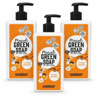 Obrázek produktu pro 3 kusy ručně vyráběného mýdla Marcel's Green Soap na ruce – pomeranč a jasmín – 500 ml – výhodná balení
