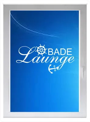 Produktbild von INDIGOS UG - Badezimmer Spruch Bade Lounge Anker - Farbe: weiss - 96x47 cm - Sichtschutzfolie - Fensterfolie - Glasdekorfolie - für die Küche, Badezimmer Spruch Bade Lounge Anker ans Fenster