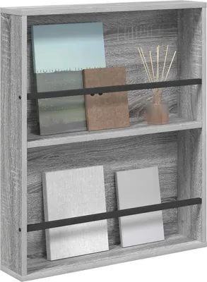 Produktbild von Cloris Designermöbel Magazinregal Graues Sonoma 60 x 12 x 70cm Holzwerkstoff - Zeitungsständer 2026Neu350535 - Zeitungsständer