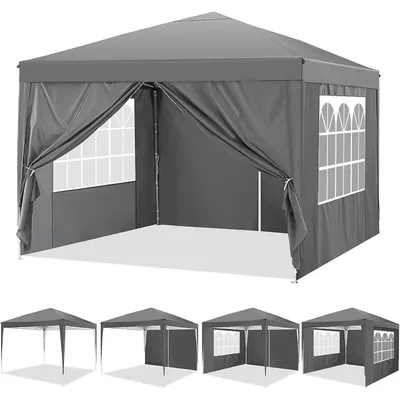 Obrázok produktu pre Pavilón 3x3 metre, farby tmavosivej, s 4 bočnými panelmi