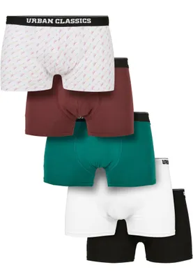 Produktbild von TB4417 - Organic Boxer Shorts 5-Pack scrpt clrfl+chry+trgrn+wht+blk M