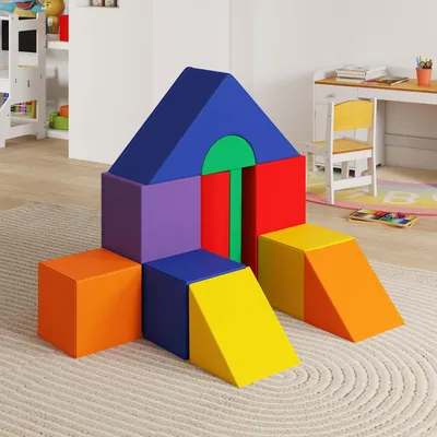 Produktbild von HOMCOM 11-tlg. Softbausteine, Schaumstoffbausteine, Bausteinset, Kunstleder Bunt