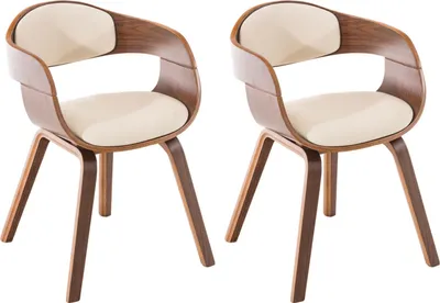 Produktbild von 2er Set Stühle HLO-CP61 Kunstleder walnuss/creme
