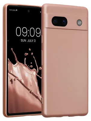 Produktbild von kwmobile Handyhülle für Google Pixel 7a Hülle - weiche Silikon Case metallisch schimmernd - Schutzhülle Cover - Metallic Rosegold