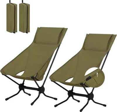 Produktbild von Campingstuhl, Angelstuhl mit Taschen – faltbar und tragbar – für Picknick, Strand und Reisen – Belastbarkeit: 150 kg – grün.