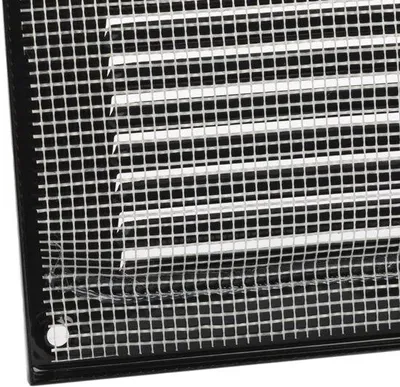 Produktbild von Lüftungsgitter 300x100 mm mit Insektenschutzgitter – Metallisches Zuluft- und Abluftgitter – Schwarz