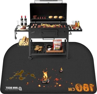Immagine prodotto di Sottofondo ignifugo 180 x 100 cm tappetino pieghevole per barbecue protezione del pavimento silicone fibra di vetro resistente al calore idrorepellente per barbecue pavimento del focolare prato