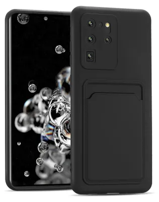 Zdjęcie produktu dla Etui na telefon komórkowy Samsung Galaxy S20 Ultra silikonowe etui ochronne z kieszenią na kartę Slim Wallet Case, czarne