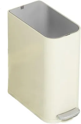 Image de Poubelle en acier inoxydable - Poubelle à pédale - Pour l'organisation de la cuisine - Couvercle à fermeture douce - 15 litres - Beige