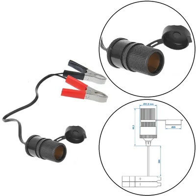 Produktbild von Zigarettenanzünder Steckdose 16A mit Batterieklemmen 12-24V Buchse Adapter 2025