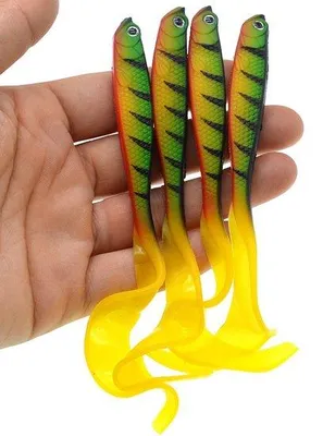 Image de Ficus - 4 pièces - Leurres souples - Pêche - Poissons de rivière - 13 cm