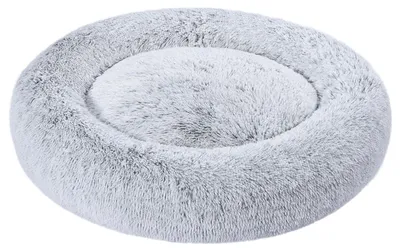 Image de A. Lit douillet pour animaux de compagnie, modèle "donut", en Fourrure artificielle, lavable en machine