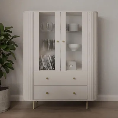 Obrázek produktu pro Vitrína se šuplíky NYRA - béžová